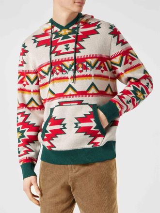 MC2 Saint Barth Man Hooded Knit With Ethnic Pattern