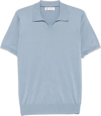 Brunello Cucinelli Brunello Cucinelli, Polo Shirts, male, Blue, Size: 3XL Light Blue Cotton Polo Shirt
