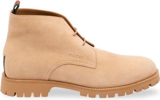 Gucci Lace-Up Ankle Boot With Web