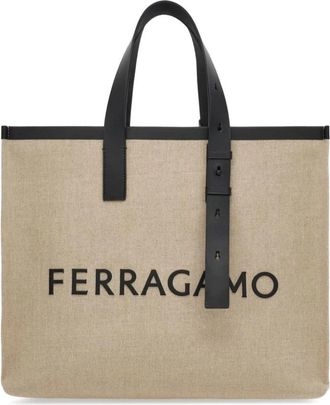Ferragamo Tote Bag - Dames - Shoppers - Beige - ONE Size - Leer - Tassen