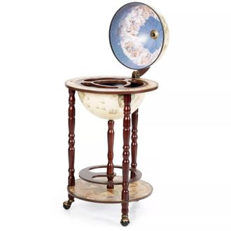 Costway Costway Globe Wine Rack Storage Cabinet with Wheels White in Beige