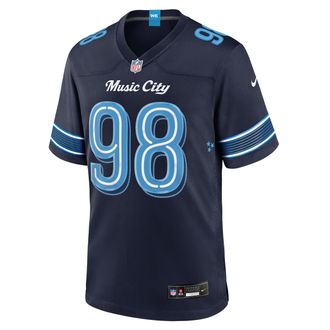 Nike Jeffery Simmons Tennessee Titans Rivalries Collection Nike Mens NFL Game Jersey in Blue | 67NM0JFO9VF-VEQ