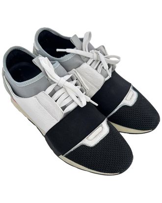 Balenciaga Womens Leather Race Runner Sneaker (Authentic Pre-Loved)