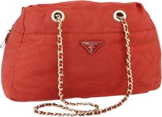 Prada Pre-owned Nylon Schoudertas - Dames - Vintage Schoudertas - Oranje - ONE Size - Nylon - Vintage
