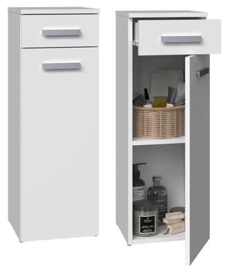 OEM Armario De Ba&ntilde;o De Un Estante, Blanco Mate, Con Caj&oacute;n Y Puerta, 30x30x85 Cm