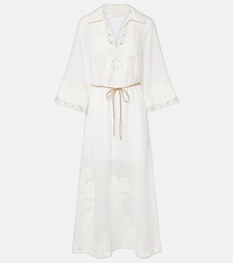 Zimmermann Indra embroidered ramie midi dress