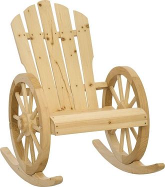 OUTSUNNY Adirondack Rocking Chair Porch Poolside Garden Lounging Natural