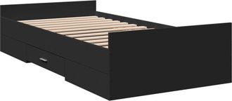 vidaXL Cama con cajones madera de ingeniería negro 100x200 cm Vidaxl
