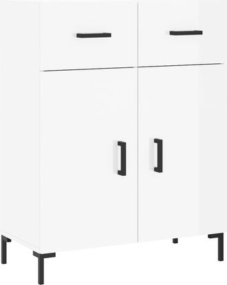 vidaXL Aparador De Madera Contrachapada Blanco Brillante 69,5x34x90 Cm Vidaxl