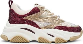 Steve Madden Privy chunky sneakers met strass donkerrood/goud