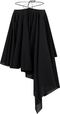 Jacquemus Womens Short Ruffle Dress Black Cotton-Blend