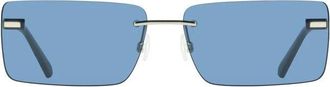 Calvin Klein Metalen Rechthoekige Zonnebril - Dames - Zonnebrillen - Blauw - ONE Size - Accessoires