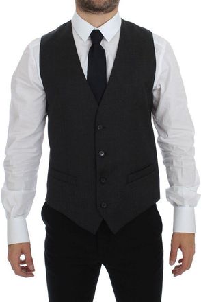 Dolce & Gabbana Mens Vest Classic Fit Formal Wear - Dark Grey Wool - Size EU 48 (Mens)