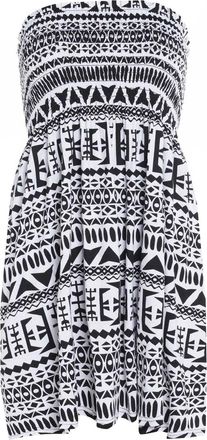 Generic New Womens Ladies Sheering Top Strapless Bandeau Dress Top Jersey Ladies Plus Size Boobtube Top Dress UK 8-22 (XL - 16/18, Bang) (Big Aztec, (UK XXL 2