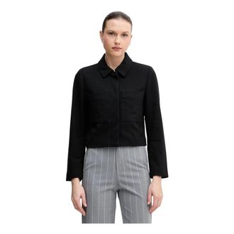 Benetton Cropped Collared Jacket - Dames - Zomerjassen - Zwart - M - Wol - Jassen