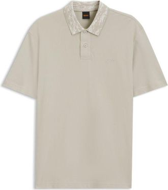 BOSS Cotton piqu&eacute; polo shirt with jacquard collar