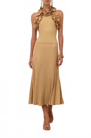 Zimmermann Luna Midi Skirt In Metallic Gold