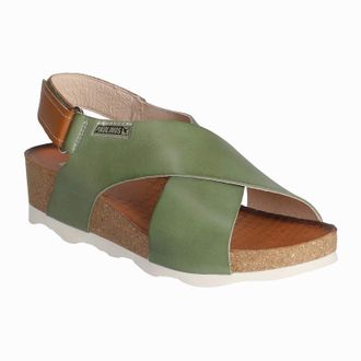 Pikolinos Mahon Leather Womens Hook and Loop Sandals - UK 7-7.5 - US 9-9.5 Women - EU 40 - Mint Green - Size:UK 7-7.5
