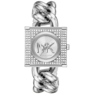Michael Kors Mini Lock Pav&eacute; Silver-Tone Kettinghorloge - Dames - Horloges - Grijs - ONE Size - Accessoires