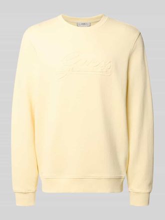 Guess Sweatshirt mit Logo und Rundhalsausschnitt in Hellgelb, Gr&ouml;&szlig;e XXL