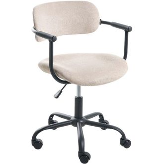 Beliani Office Chair Beige Fabric Upholstery Swivel Desk Computer Adjustable Seat Reclining Backrest VYRA