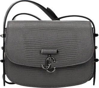 Jimmy Choo London Gray Leather Shoulder Womens Bag