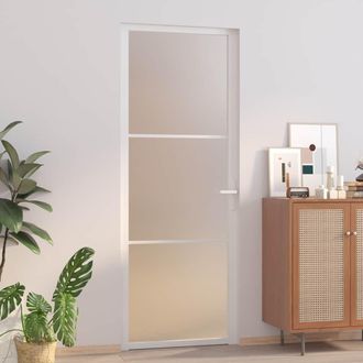 vidaXL Vidaxl - Puerta Interior De Vidrio Y Aluminio Blanco Mate 76x201,5 Cm