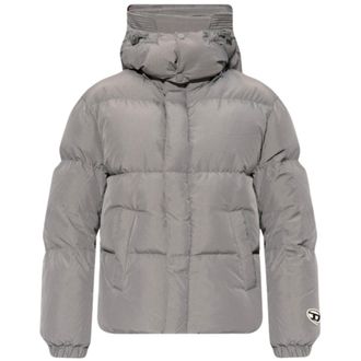 Diesel Mens Plain Grey Winter Jacket Polyamide - Size Medium