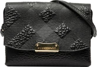 Burberry 2000-2017 Embossed Grain Check Leather Langley crossbody bag - women - Calf Leather - One Size - Black