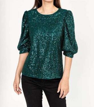 Frank Lyman Design Sequins Top In Green