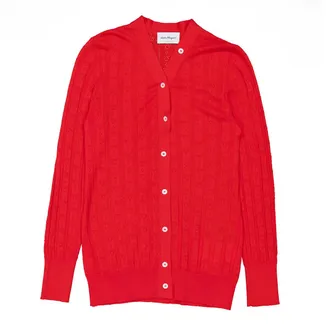 Ferragamo Ferragamo Gancini A-Jour Wool Cardigan