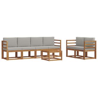 vidaXL Conjunto De Sof&aacute;s De Exterior 7 Pcs Gris Natural Y Claro Vidaxl
