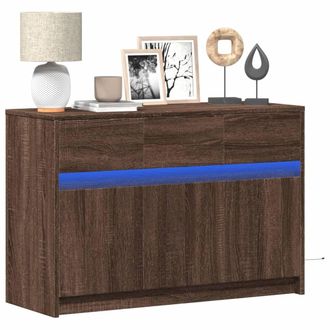 Berkfield Home TV Cabinet with LED Brown Oak 91x34x61 cm Engineered Wood | Size: 91 x 34 x 61 cm