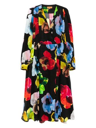 Stine Goya Jurk met bloemenprint - Zwart