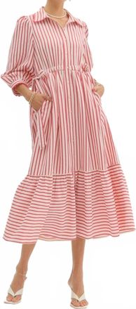 Entro Fallon Striped Midi Dress In Red