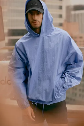 Alo | Axis Hooded Pullover Top in Provence Blue, Size: Medium