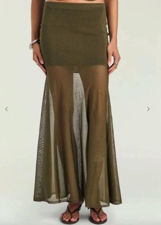 SER.O.YA Whitney Maxi Skirt In Cameo Green