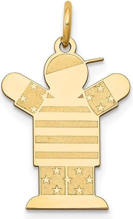 Diamond2Deal 14k Yellow Gold The Kids Small Stars and Stripes Boy Engravable Love Charm Pendant
