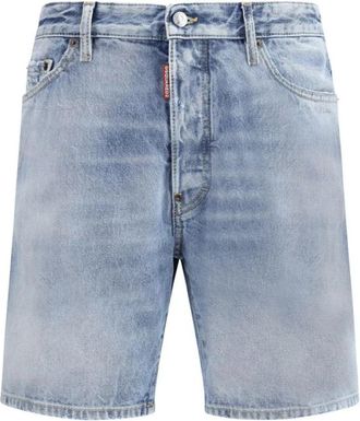 Dsquared2 Marine Katoenen Shorts met Logopatch - Heren - Denim shorts - Blauw - XS - Katoen - Korte Broeken