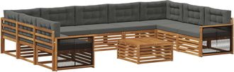 vidaXL Conjunto De Sof&aacute;s De Exterior 10 Uds. Natural Y Antracita Vidaxl
