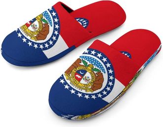 Generic Missouri State Flag Mens Cotton Slippers Memory Foam Comfort House Shoes Winter Indoor Slipper for Hotel Casa Spa