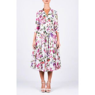 Samantha Sung A-Line Midi Aster Shirtdress in Gallerie Summer at Nordstrom, Size 10