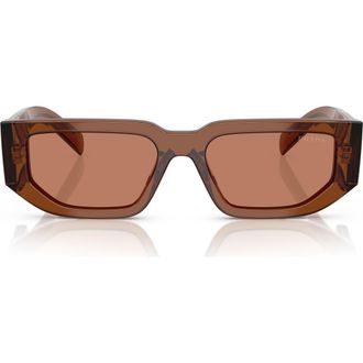 Prada 56mm Rectangular Sunglasses in Dark Transparent /Brown at Nordstrom