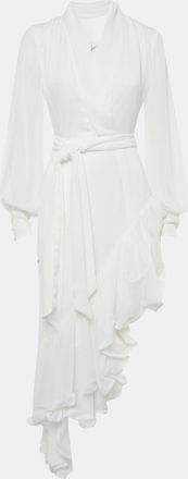 Elliatt Elliatt White Chiffon Ruffled Asymmetric Genevieve Dress