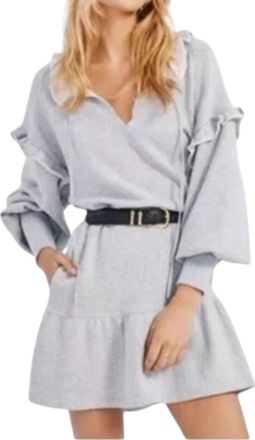 Something Navy Ruffle Sweatshirt Dress In Heather Gray