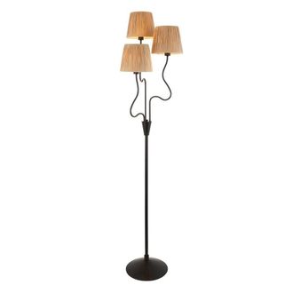 Netlighting Wriggle Multi Arm Floor Lamp Matt Black Natural Raffia 3x E14