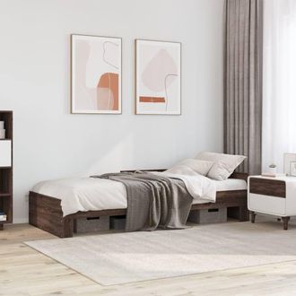Berkfield Home Bed Frame without Mattress Brown Oak 75x190 cm Small Single Engineered Wood