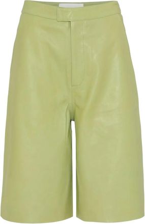 Remain Manu leather high-waisted shorts - Green