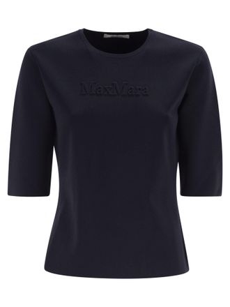 Max Mara Mxpaustero Short Sleeved Top With Embroidered Logo