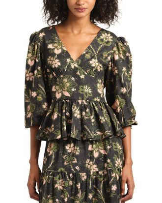 Derek Lam Savannah V-Neck Peplum Top